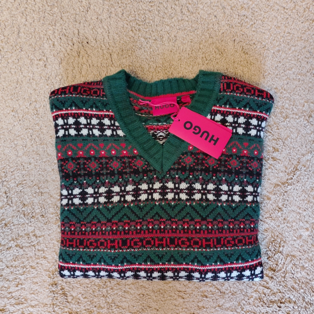 NEW Hugo Boss Green and Red Christmas Sweater